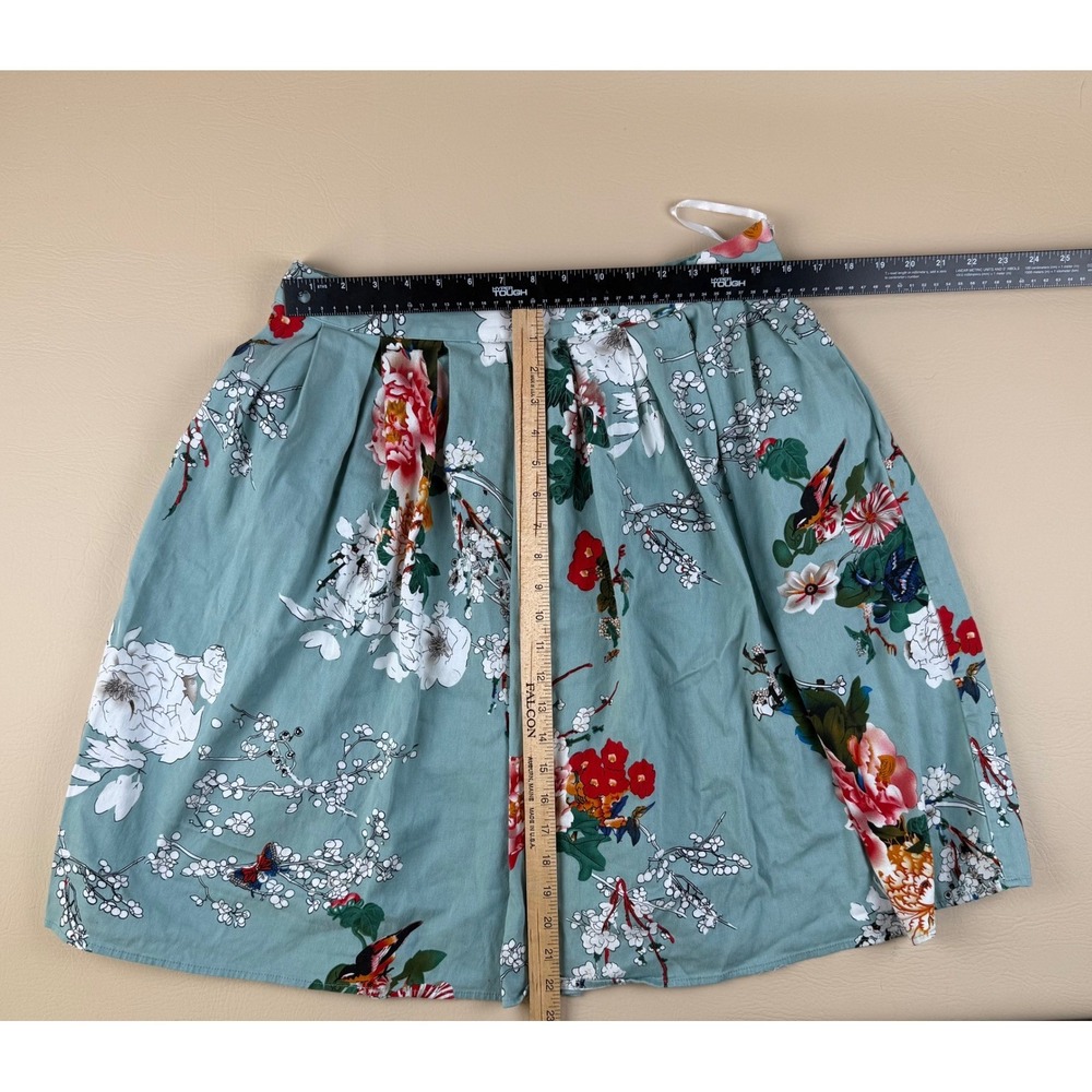 Grace Karin Womens 2XL Floral A Line Pockets Skirt Blue Bird Cottagecore Stretch - Picture 2 of 5